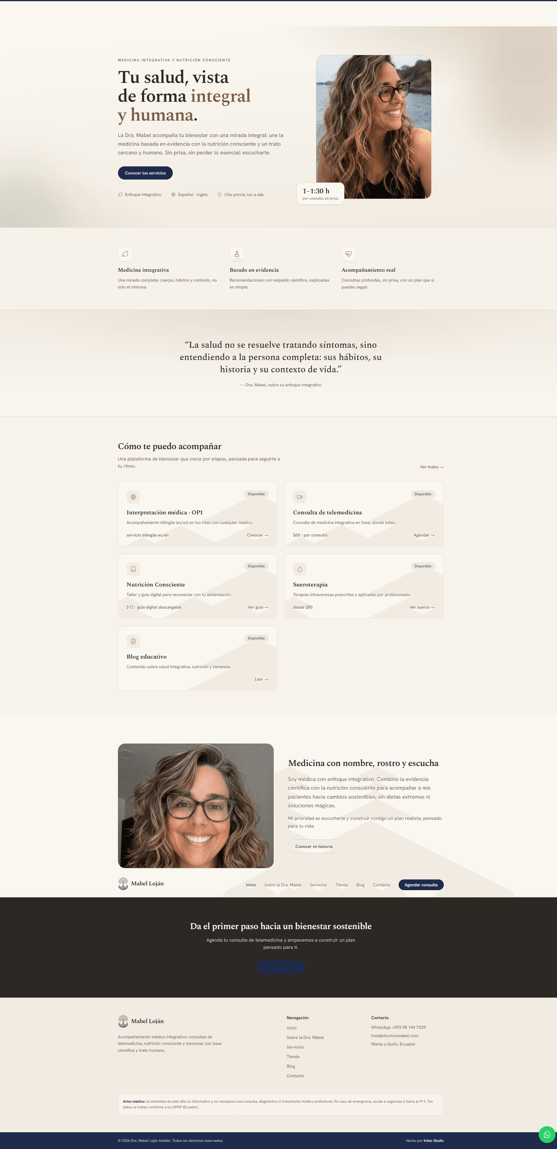 Doctora Mabel — plataforma médica desarrollada por Initec Studio (desktop)