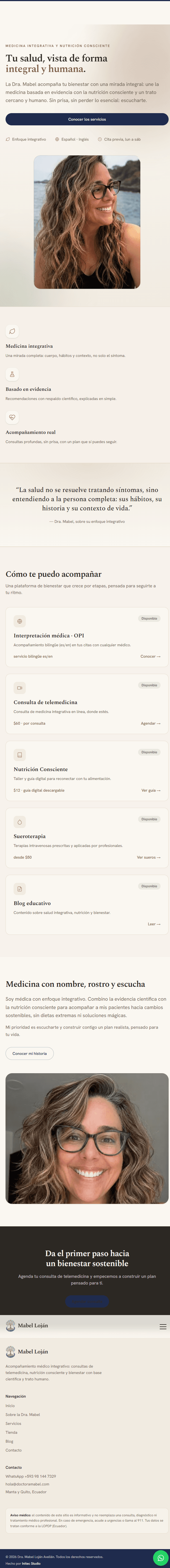 Doctora Mabel — plataforma médica desarrollada por Initec Studio (mobile)