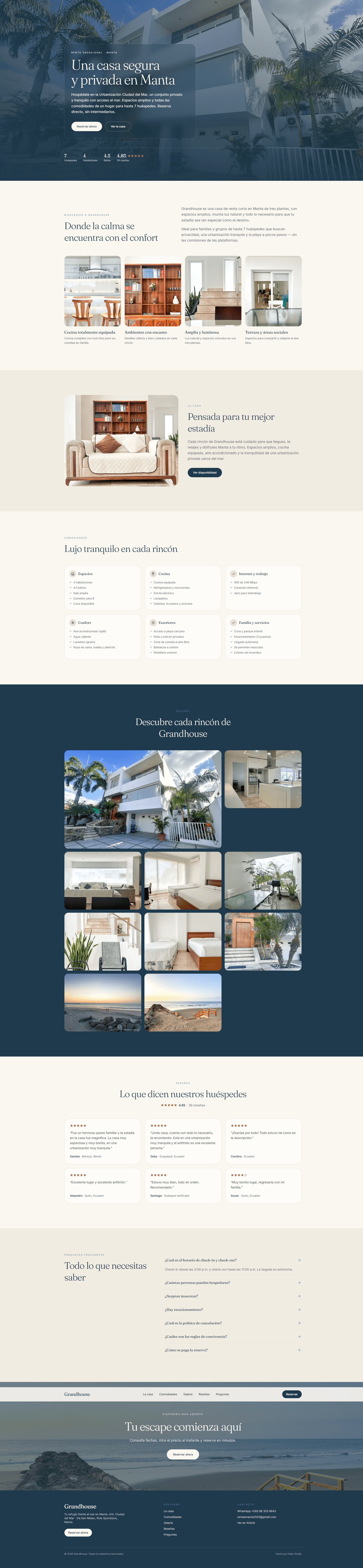 Grandhouse — renta vacacional desarrollada por Initec Studio (desktop)