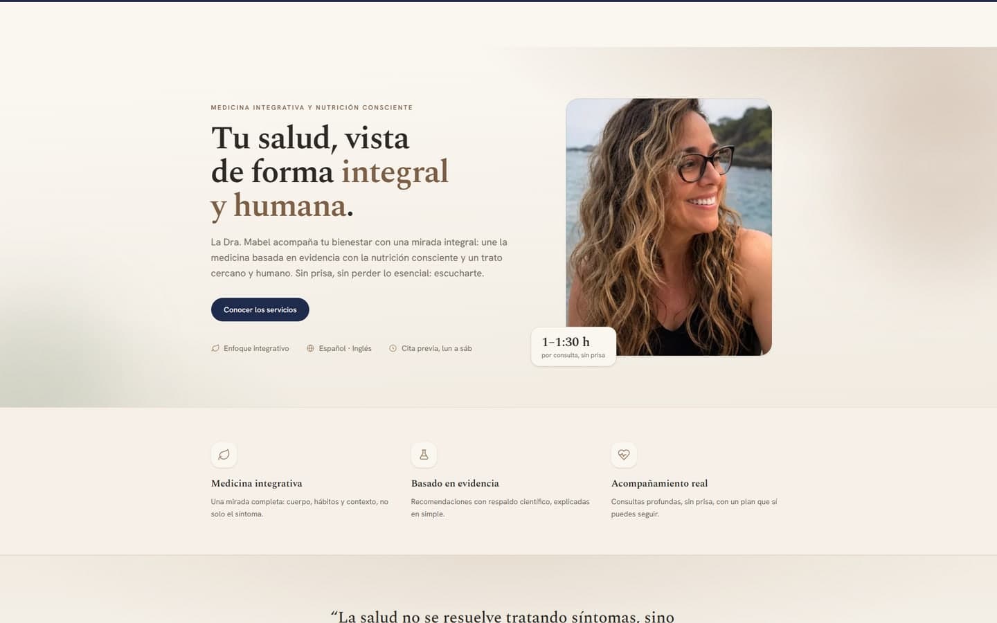 Portada del sitio de la Doctora Mabel