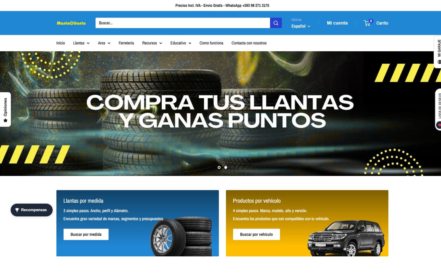 Manta Llanta: tienda en línea, hecho por Initec Studio