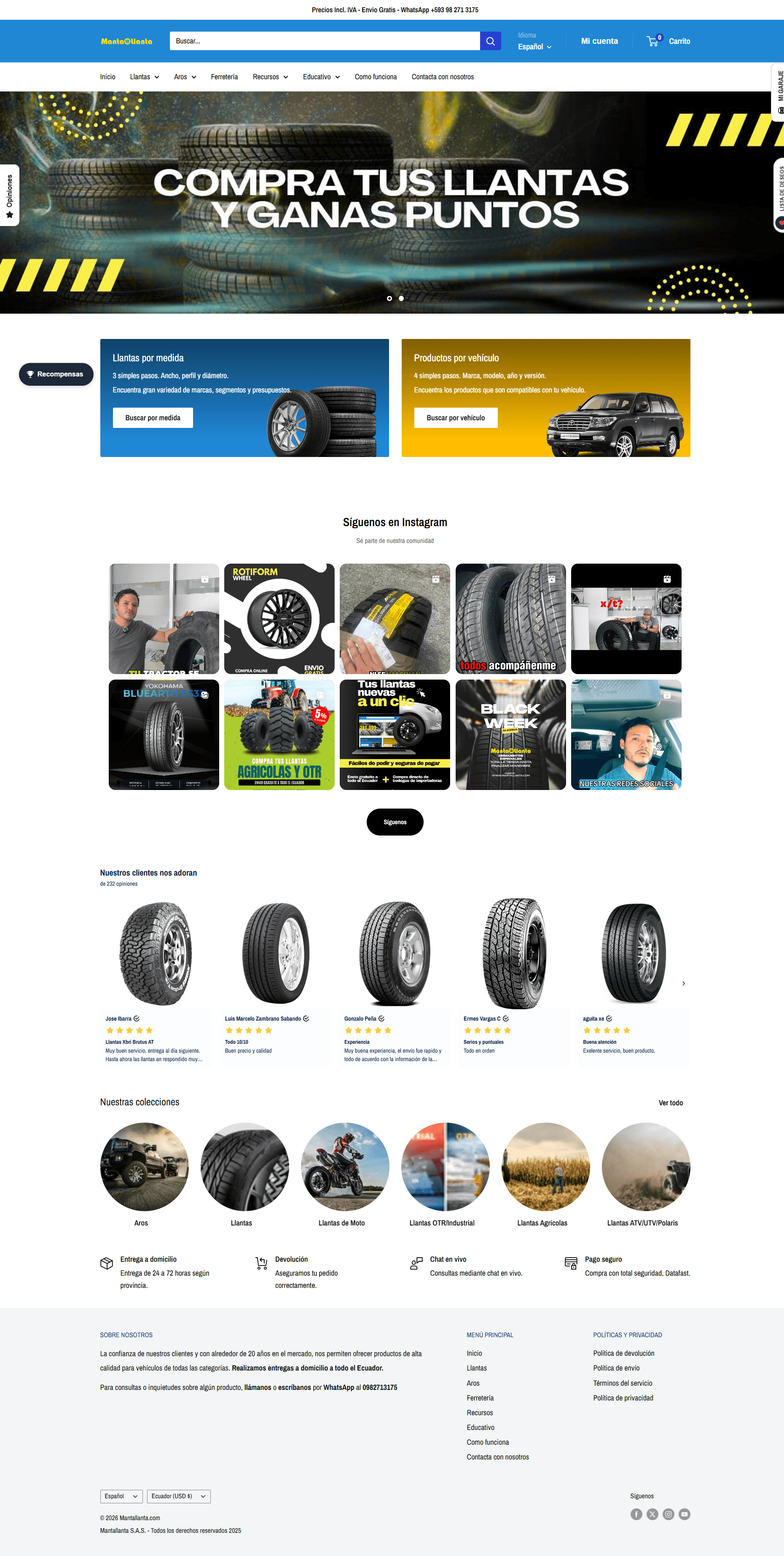Manta Llanta — tienda en línea desarrollada por Initec Studio (desktop)