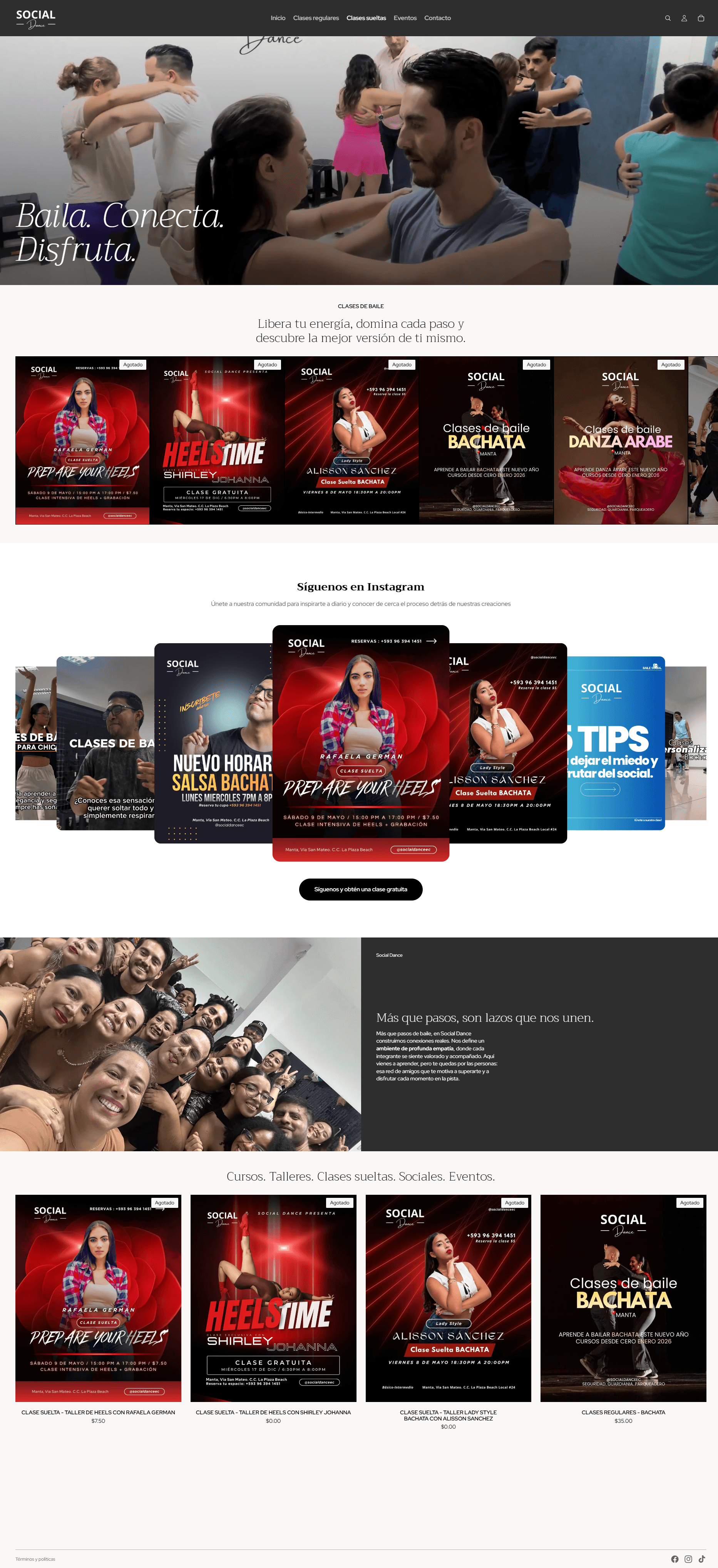 Social Dance Ecuador — página web desarrollada por Initec Studio (desktop)