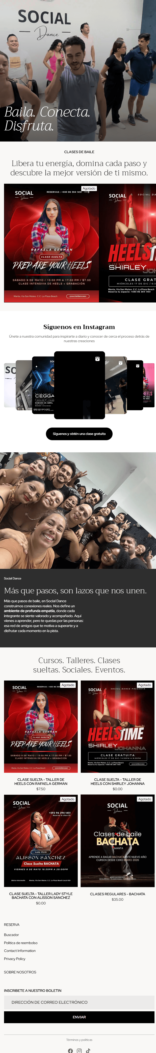 Social Dance Ecuador — página web desarrollada por Initec Studio (mobile)